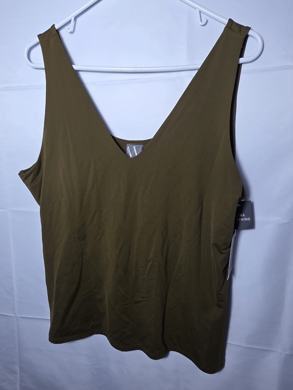 Worthington Olive Green V-Neck Tank Top XXL Ultra Smoothing Bodycon Boho Y2K